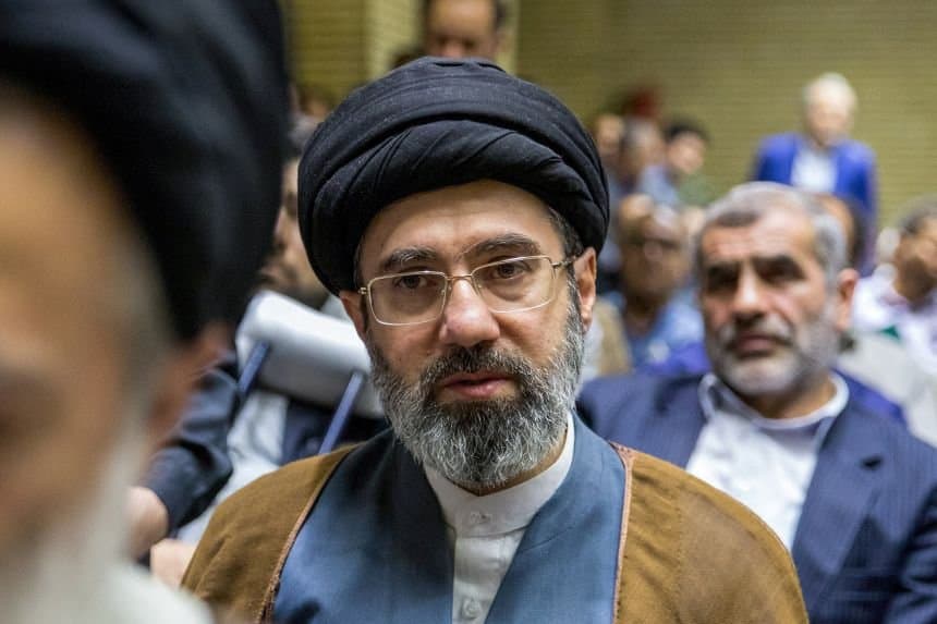 Polymarket event artwork: Will Mojtaba Khamenei leave Iran by...?